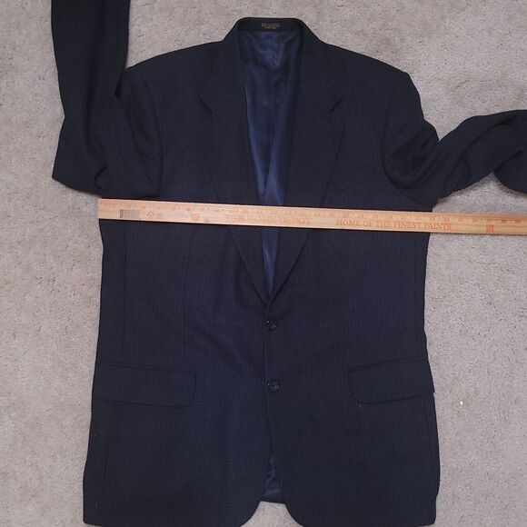 Oscar de la Renta Blazer Men 44L Blue Plaid Wool Sportscoat Jacket - Picture 8 of 16